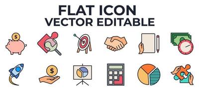 conjunto de elementos de negocios y finanzas plantilla de símbolo de icono para ilustración de vector de logotipo de colección de diseño gráfico y web