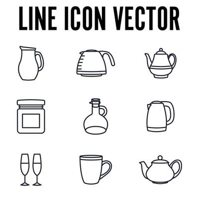 kitchen cooking set icon symbol template for graphic and web design collection logo vector illustration