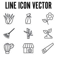 plantilla de símbolo de icono de conjunto de flores y jardinería para ilustración de vector de logotipo de colección de diseño gráfico y web