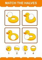 Match halves of Inflatable Duck. Worksheet for kids vector