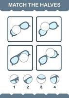 Match halves of Glasses. Worksheet for kids vector