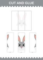 Cut and glue Rabbit face. Worksheet for kids vector