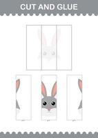 Cut and glue Rabbit face. Worksheet for kids vector