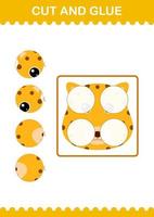 Cut and glue Leopard face. Worksheet for kids vector