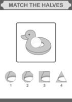 Match halves of Inflatable Duck. Worksheet for kids vector