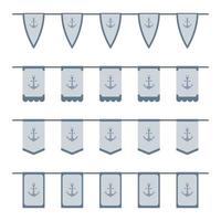 Set of colored Flags with Anchor vector