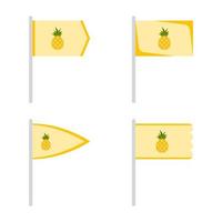 Set of colored Flags with Pineapple vector