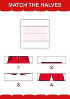 Match halves of Shorts. Worksheet for kids vector