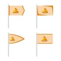 Set of colored Flags with Sailboat vector