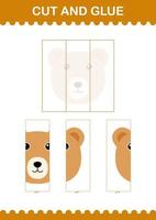 Cut and glue Bear face. Worksheet for kids vector