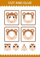 Cut and glue Monkey face. Worksheet for kids vector