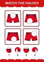 Match halves of Shorts. Worksheet for kids vector