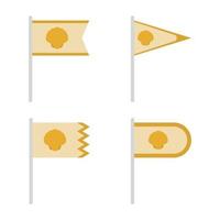 Set of colored Flags with Seashell vector