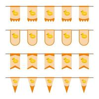 Set of colored Flags with Inflatable Duck vector