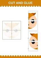 Cut and glue Owl face. Worksheet for kids vector