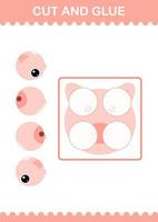 Cut and glue Pig face. Worksheet for kids vector