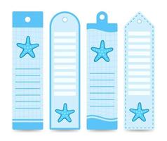 Set of colored bookmarks with Starfish vector