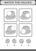 Match halves of Fedora Hat. Worksheet for kids vector