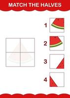 Match halves of Watermelon. Worksheet for kids vector