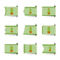 Set of colored bookmarks with Cactus vector