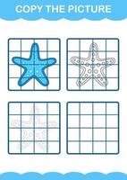 Copy the picture with Starfish. Worksheet for kids vector