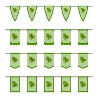 Set of colored Flags with Monstera vector