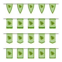 Set of colored Flags with Monstera vector