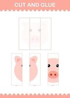 Cut and glue Pig face. Worksheet for kids vector