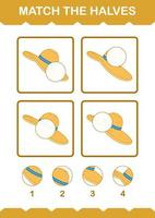 Match halves of Women Hat. Worksheet for kids vector