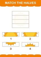 Match halves of Sun. Worksheet for kids vector