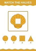 Match halves of Seashell. Worksheet for kids vector