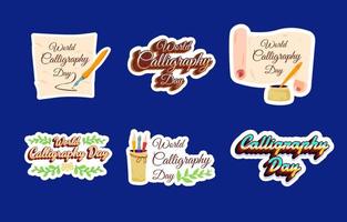 World Calligraphy Day Sticker Set vector