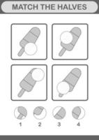 Match halves of Ice Cream. Worksheet for kids vector