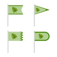 Set of colored Flags with Monstera vector