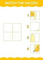 Match halves of Banana. Worksheet for kids vector