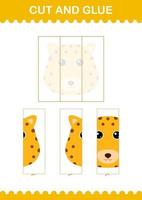 Cut and glue Leopard face. Worksheet for kids vector