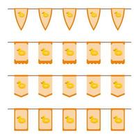 Set of colored Flags with Inflatable Duck vector