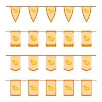 Set of colored Flags with Inflatable Duck vector