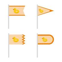 Set of colored Flags with Inflatable Duck vector