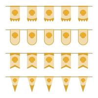 Set of colored Flags with Seashell vector
