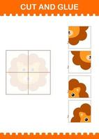 Cut and glue Lion face. Worksheet for kids vector