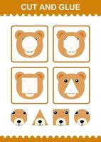 Cut and glue Bear face. Worksheet for kids vector