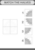 Match halves of Sun. Worksheet for kids vector