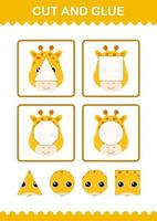 Cut and glue Giraffe face. Worksheet for kids vector