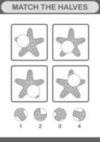 Match halves of Starfish. Worksheet for kids vector