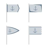 Set of colored Flags with Anchor vector