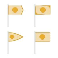 Set of colored Flags with Seashell vector