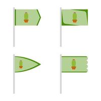 Set of colored Flags with Cactus vector