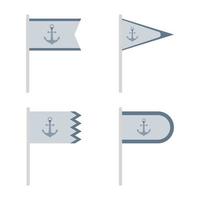 Set of colored Flags with Anchor vector