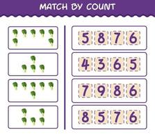 Match by count of cartoon bok choy. Match and count game. Educational game for pre shool years kids and toddlers vector